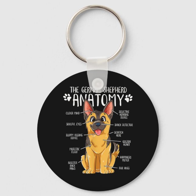 Funny Anatomy German Shepherd Dog Owner Key Ring (Front)