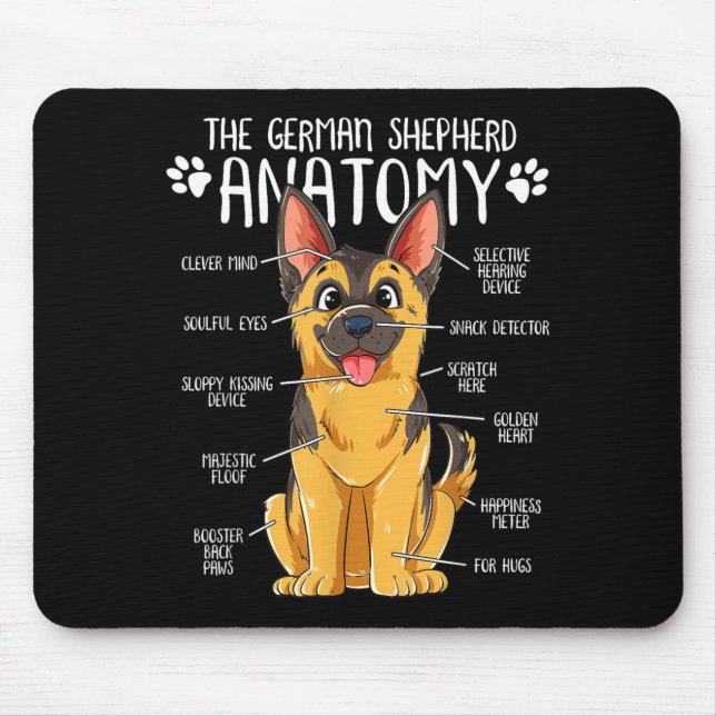 Funny Anatomy German Shepherd Dog Owner Mouse Pad (Front)
