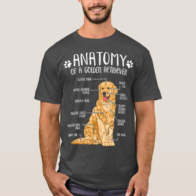 Funny Anatomy Golden Retriever Dog Lover T-Shirt (Front)