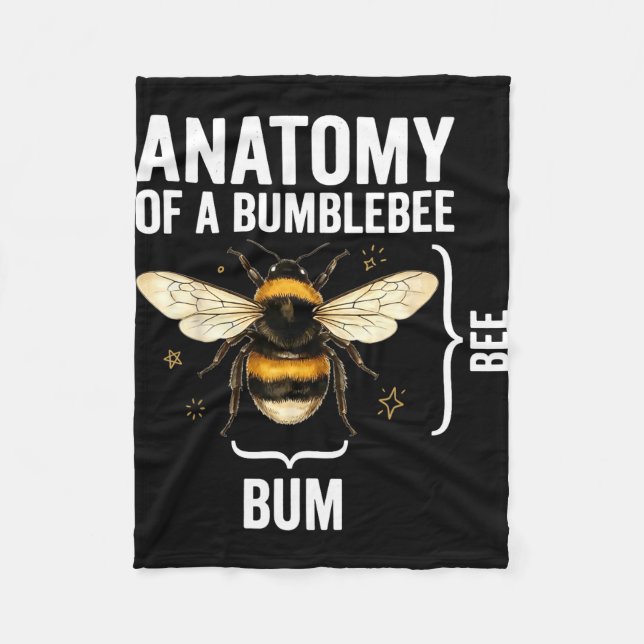Funny anatomy of a bumblebee  fleece blanket (Front)