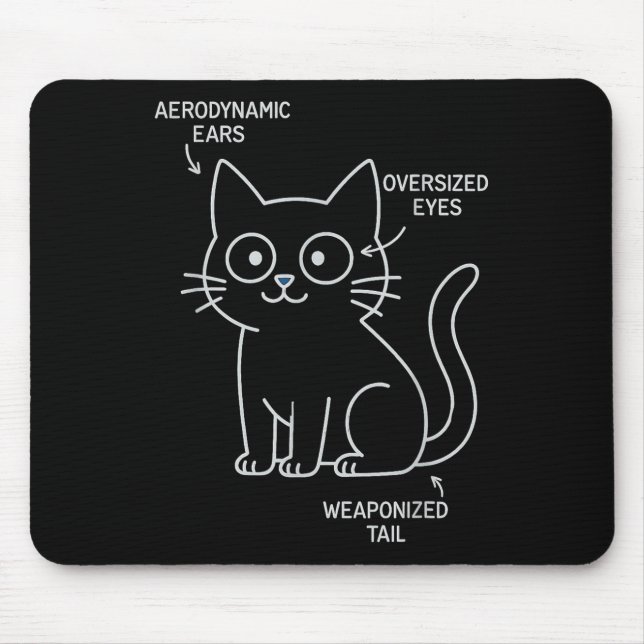 Funny Anatomy Of A Cat Blueprint Sarcastic Enginee Mouse Pad (Front)