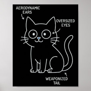 Funny Anatomy Of A Cat Blueprint Sarcastic Enginee Poster