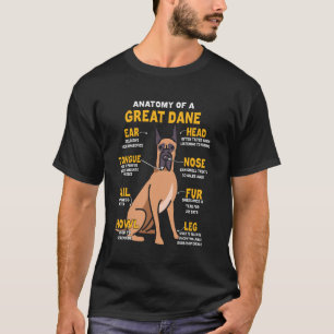 Funny Anatomy Of A Fawn Great Dane Dog Owner Joke T-Shirt