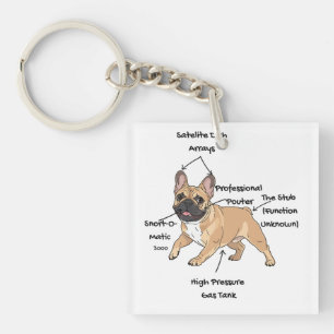 Funny Anatomy of a French Bulldog Illustration Key Ring