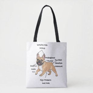 Funny Anatomy of a French Bulldog Illustration Tote Bag