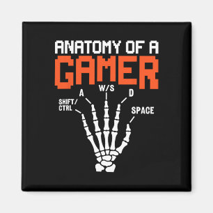 Funny Anatomy Of A Gamer Skeleton Hand Gaming  Magnet
