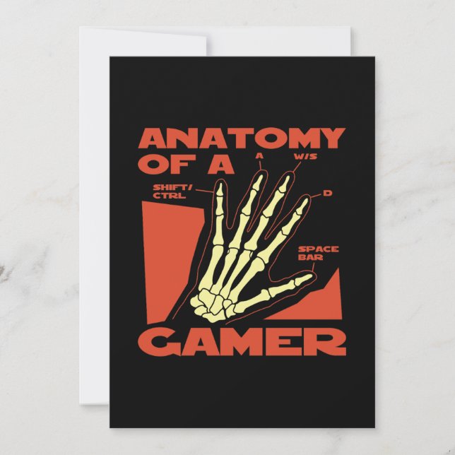 Funny Anatomy Of A Gamer Thank You Card (Front)