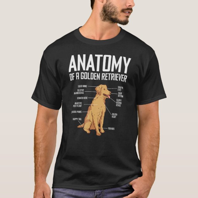 Funny Anatomy Of A Golden Retriever Dog Lover Pet  T-Shirt (Front)