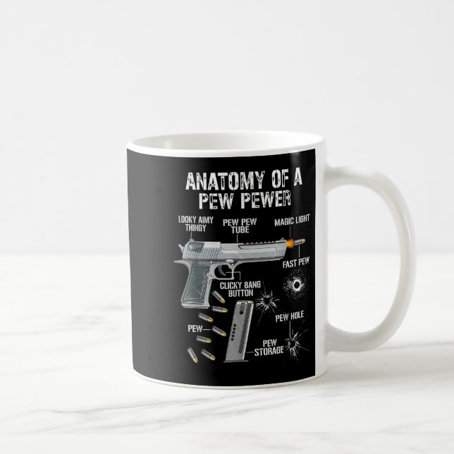 Funny Anatomy Of A Pew Pewer - Ammo Gun - Amendmen Coffee Mug (Right)
