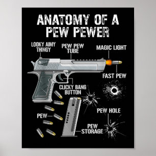 Funny Anatomy Of A Pew Pewer - Ammo Gun - Amendmen Poster