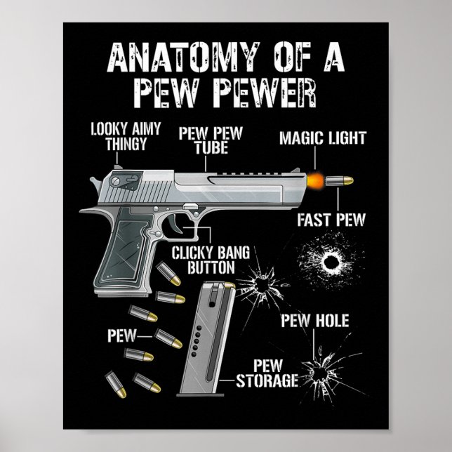 Funny Anatomy Of A Pew Pewer - Ammo Gun - Amendmen Poster (Front)