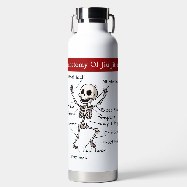 Funny Anatomy Of Jiu Jitsu Submissions Technique Water Bottle (Front)