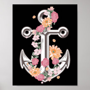 Funny Anchor Design For Women Girls Anker Ship Lov Poster