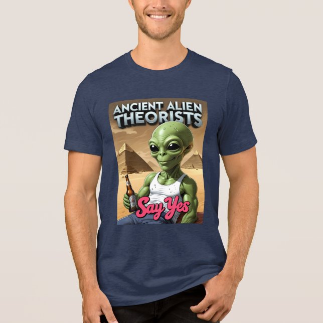 Funny Ancient Alien Beer Pyramid  Tri-Blend Shirt (Front)