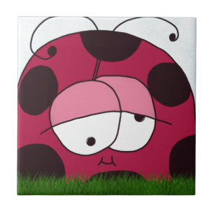 Funny and Chubby Ladybug Ceramic Tile
