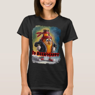 Funny and Colourful Beer Design on a Black T-Shirt