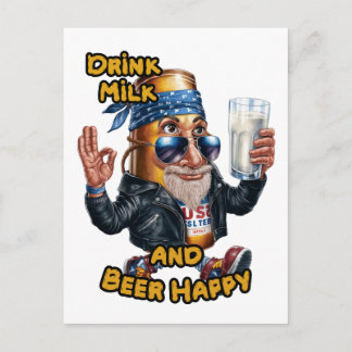 Funny and Colourful Can of Beer on a Holiday Postcard