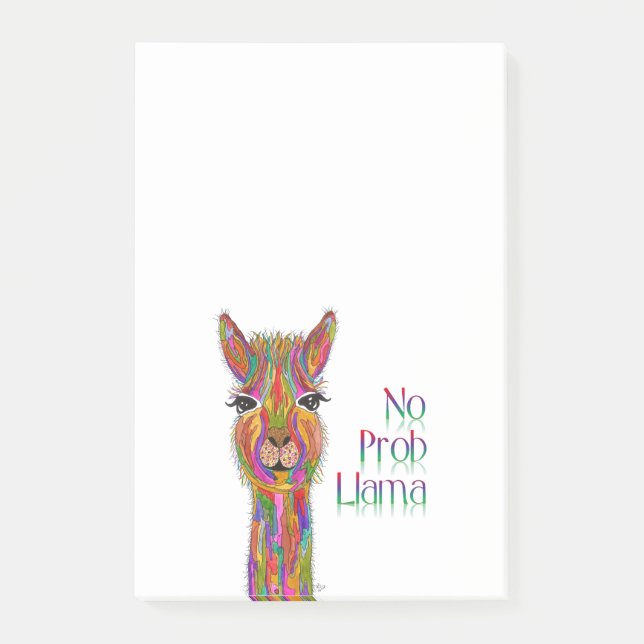 Funny and Colourful Llama Post-it Notes (Front)