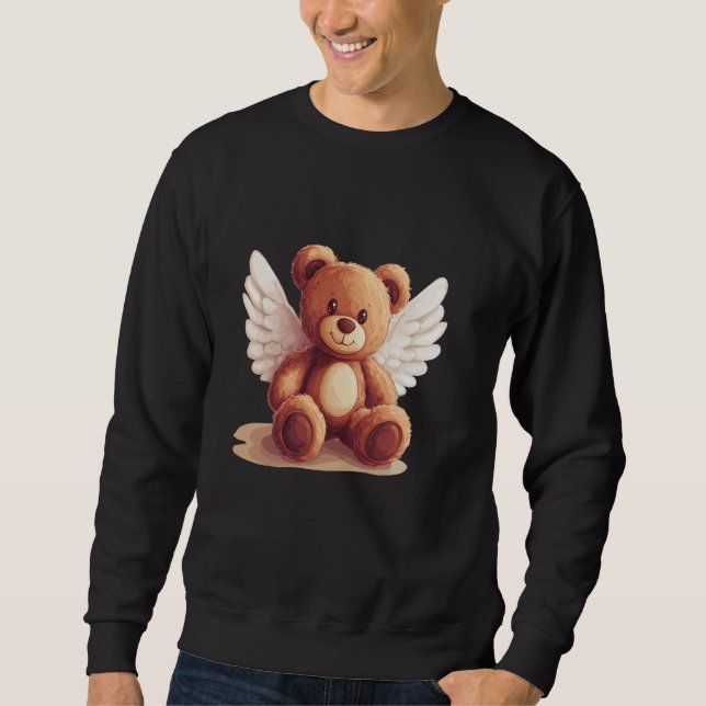 Funny and Cool Angel Teddy Bear for a Heavenly Vib Sweatshirt (Front)