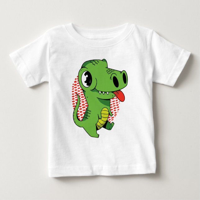 Funny And Cute Baby Dinosaur Baby T-Shirt (Front)