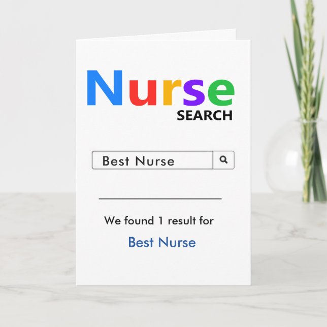 Funny and Cute Best Nurse Search Thank You Card (Front)