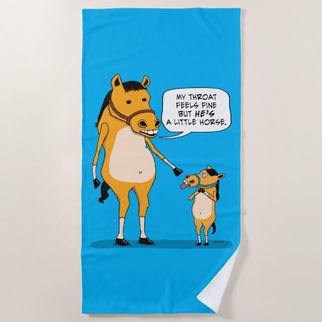 Funny and Cute Big Horse and Little Horse Beach Towel (Front)