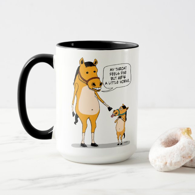 Funny and Cute Big Horse and Little Horse Mug (With Donut)