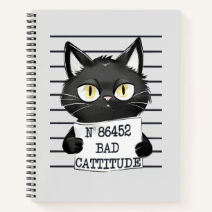 Funny and Cute Black Cat Mugshot Notebook
