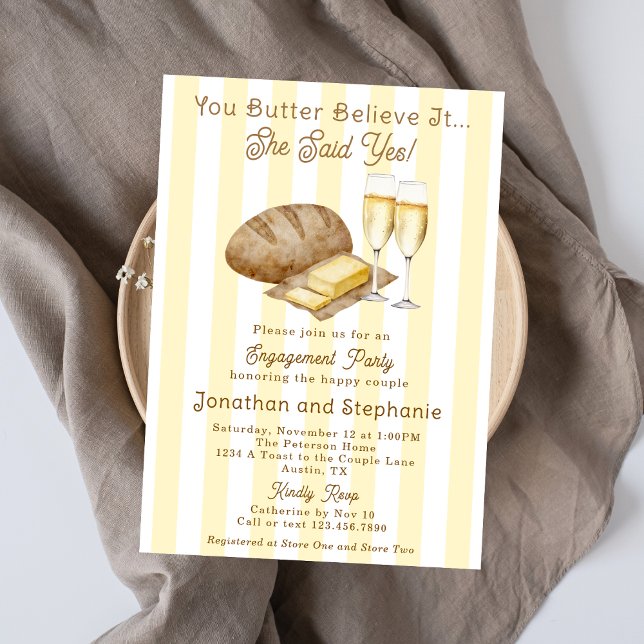 Funny and Cute Bread and Butter Engagement Party Invitation (Creator Uploaded)