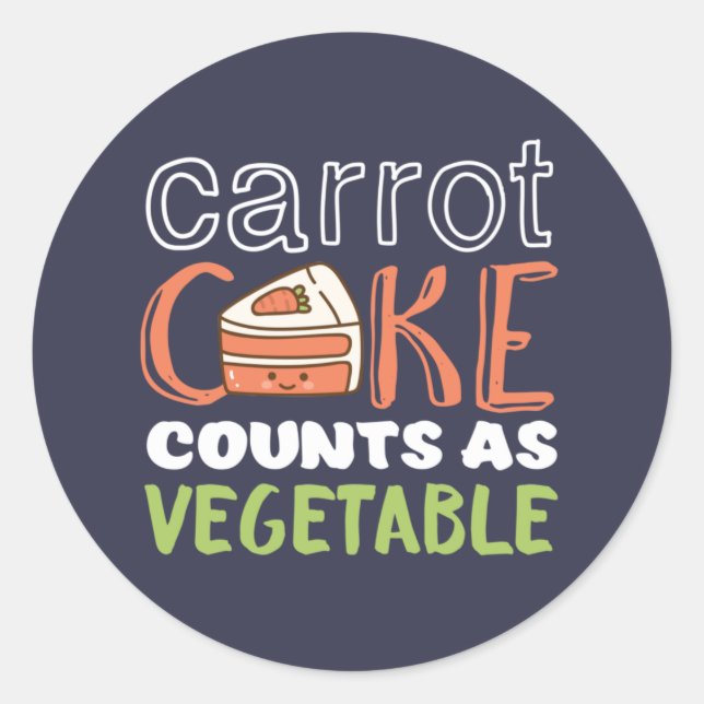 Funny and Cute Carrot Cake Lover Classic Round Sticker (Front)