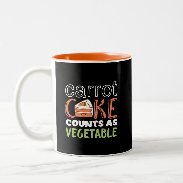 Funny and Cute Carrot Cake Lover Two-Tone Coffee Mug (Left)