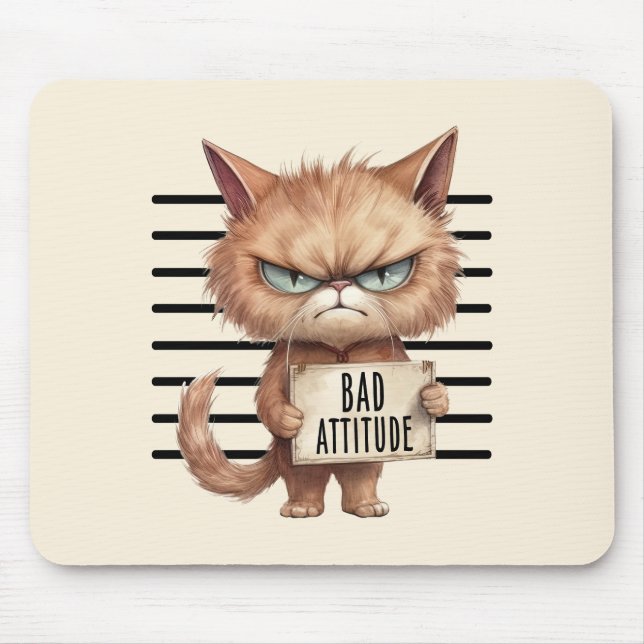 Funny and Cute Cat Mugshot Mouse Pad (Front)