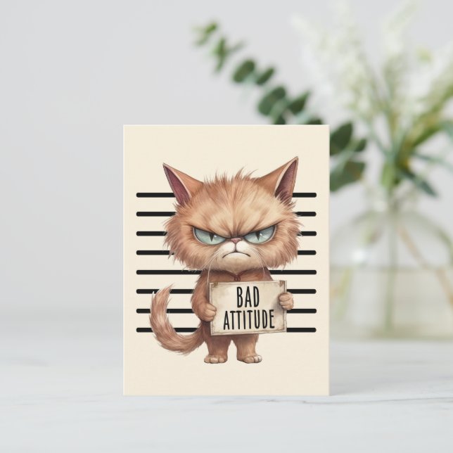 Funny and Cute Cat Mugshot Postcard (Standing Front)