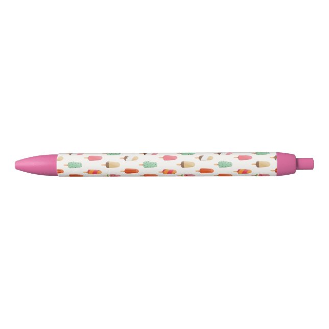 Funny and cute coloured ice creams pattern black ink pen (Front)