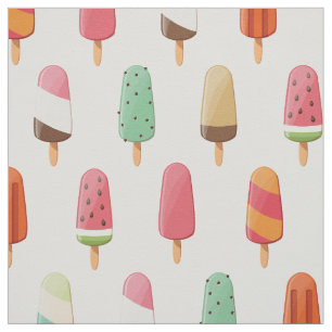 Funny and cute coloured ice creams pattern fabric