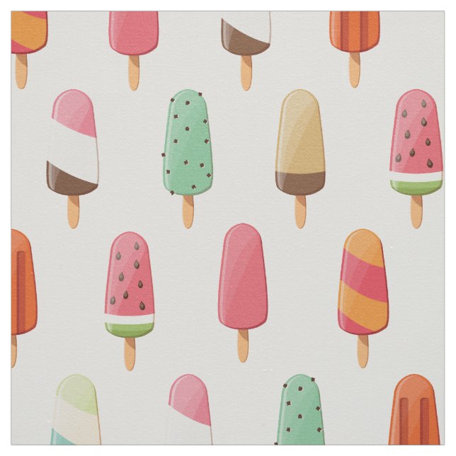 Funny and cute coloured ice creams pattern fabric (Swatch)