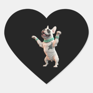Funny and Cute Dancing Dog Heart Sticker