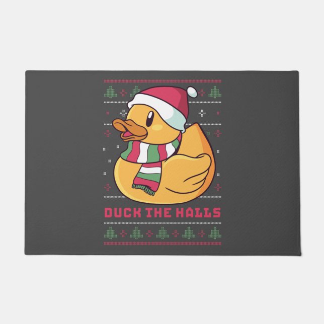 Funny and Cute Duck Puns Merry Christmas Duck The Doormat (Front)