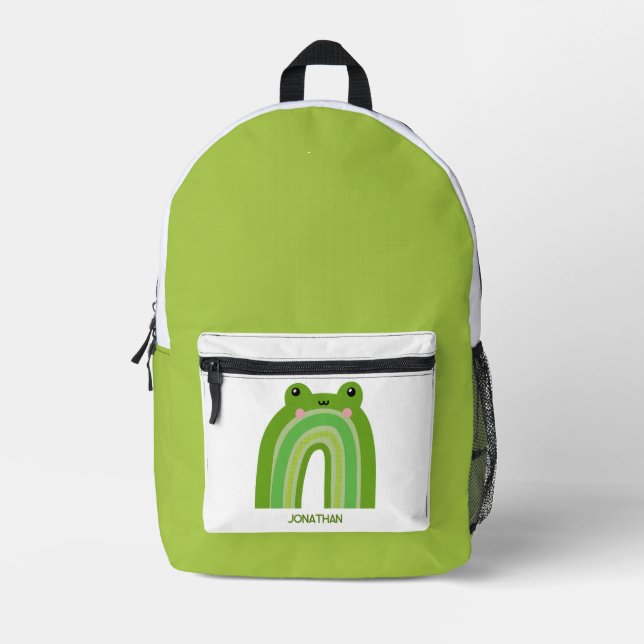 Funny and Cute Frog Rainbow Backpack (Front)