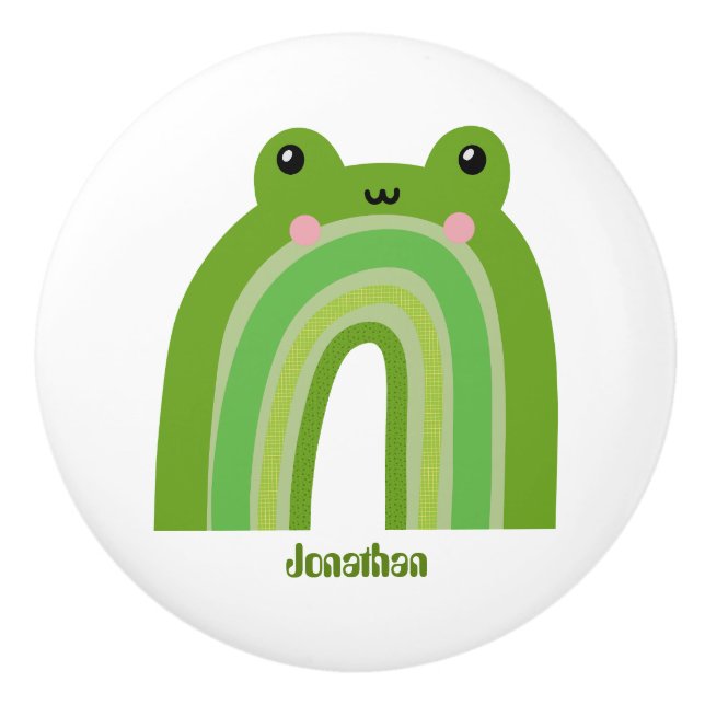 Funny and Cute Frog Rainbow Ceramic Knob (Front)