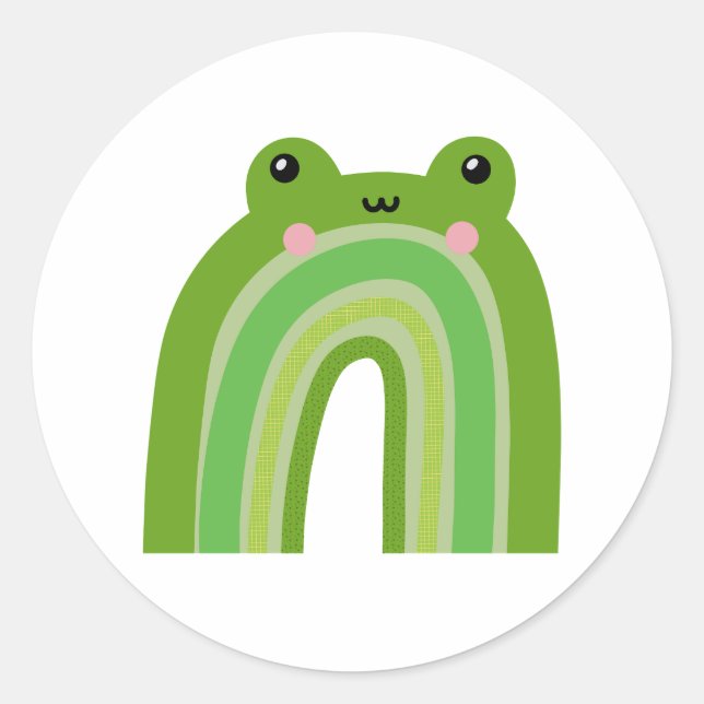 Funny and Cute Frog Rainbow Classic Round Sticker (Front)