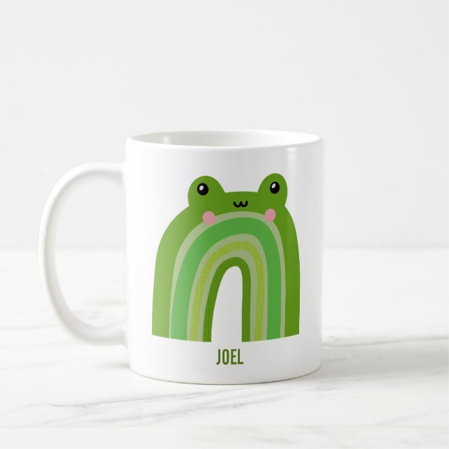 Funny and Cute Frog Rainbow Coffee Mug (Left)