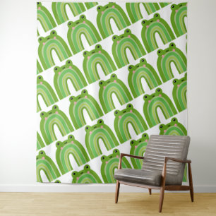 Funny and Cute Frog Rainbow Tapestry