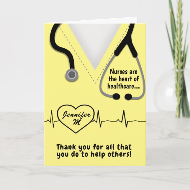 Funny and Cute Nurses are the Heart of Healthcare Thank You Card (Front)
