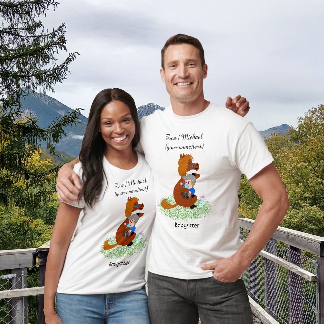 Funny and cute pony with baby - Babysitter  T-Shirt (Creator Uploaded)