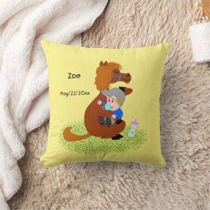Funny and cute pony with baby - cute cushion