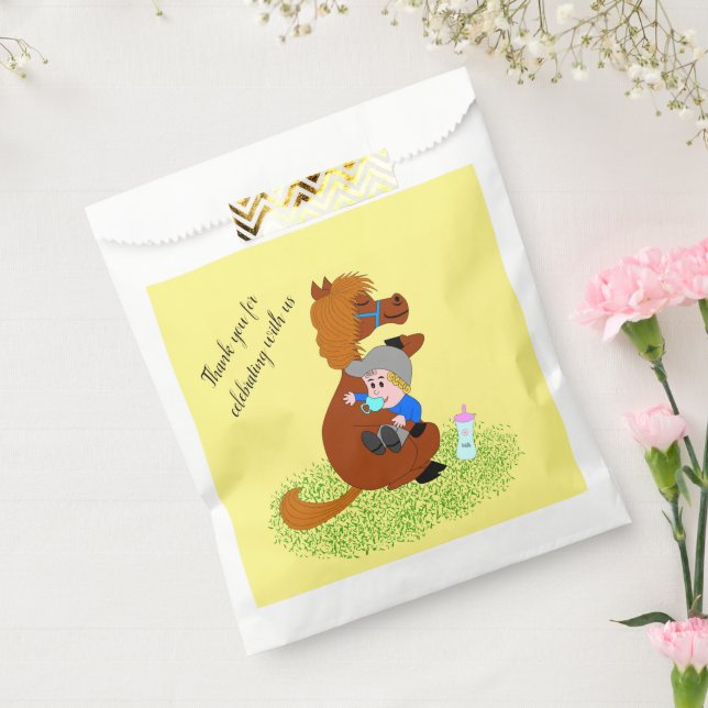 Funny and cute pony with baby - kids birthday  favour bag (Sealed)