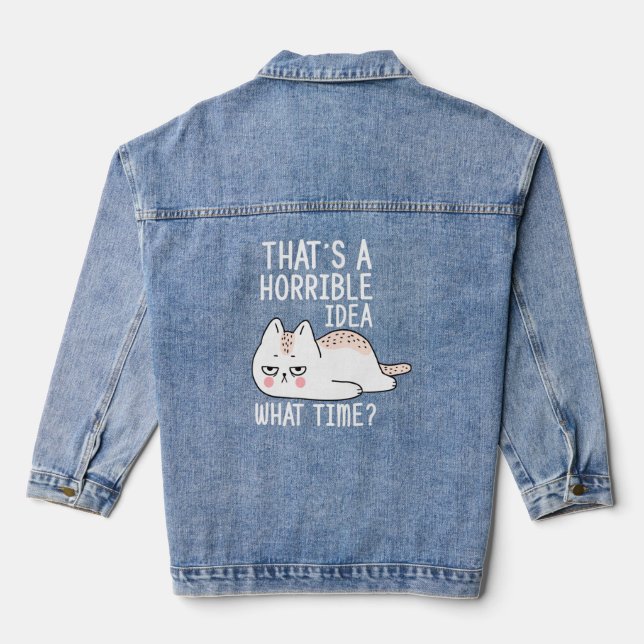 Funny And Cute Sayings For Cat And Cat Fans  Denim Jacket (Back)