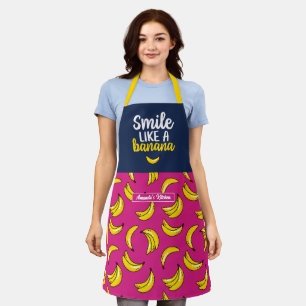 Funny and Cute Smile Like A Banana Pattern Apron