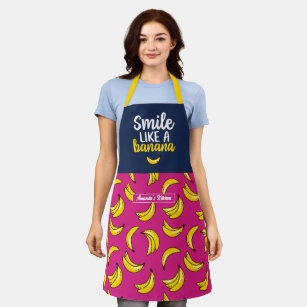 Funny and Cute Smile Like A Banana Pattern Apron